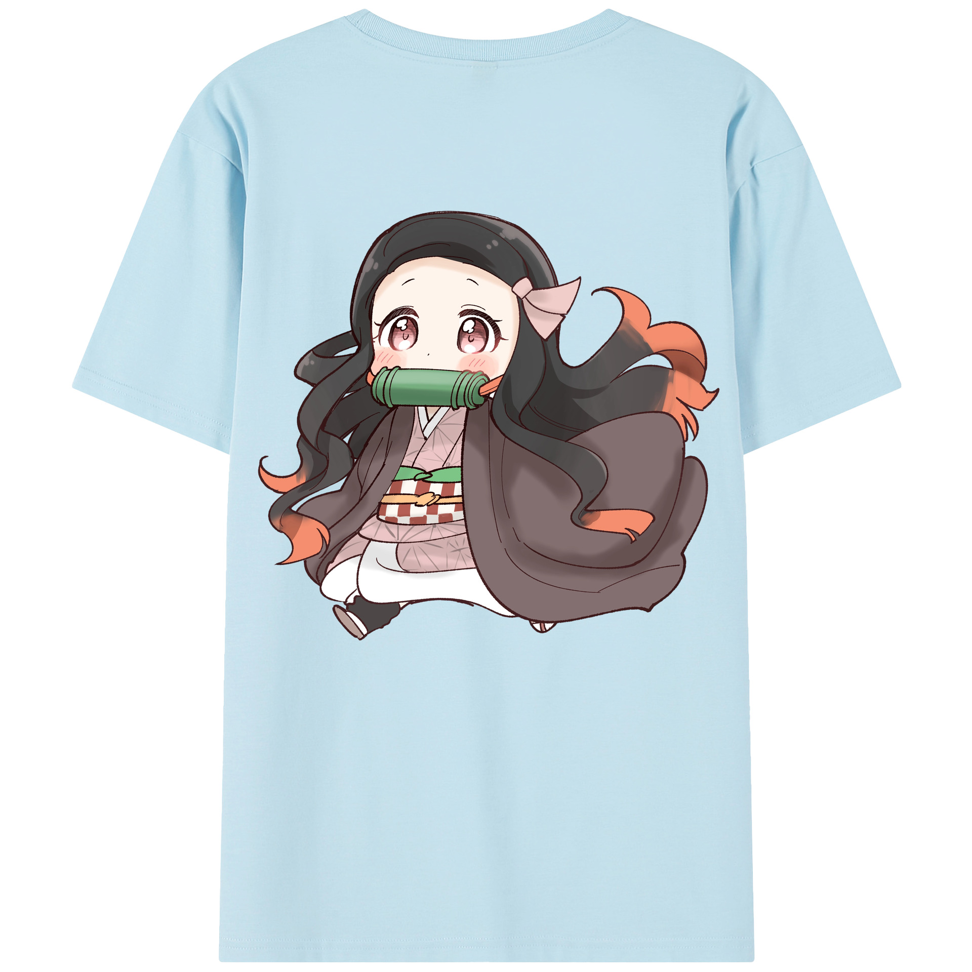 （画像用） 鬼滅の刃（きめつのやいば）竈門 禰󠄀豆子／かまど ねずこ Kamado Nezuko 綿100％半袖Tシャツ（背面プリント）